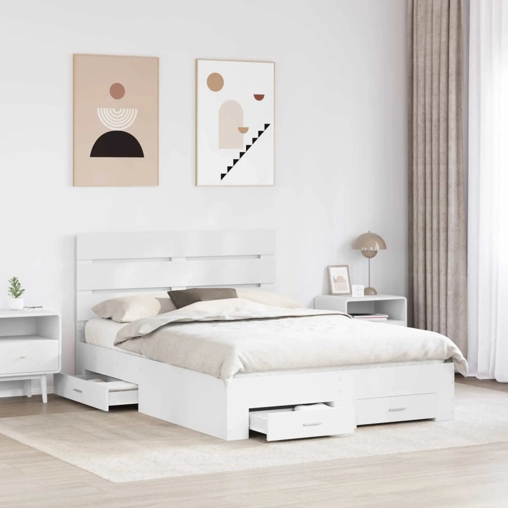 Struttura del letto-Giroletto-Rete del Letto Bianco 160 x 200 cm Legno multistrato 906706