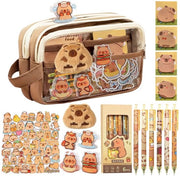 Set di scrittura Capybara, contenitore Capybara con contenuti, set di regali Capybara con etichette, note adesive, spille, per scuola e ufficio