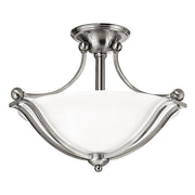 Lampada a Soffitto 2 Luci Kalf In Acciaio Bianco A Bracci E Sfere In Vetro Opalino E Oro