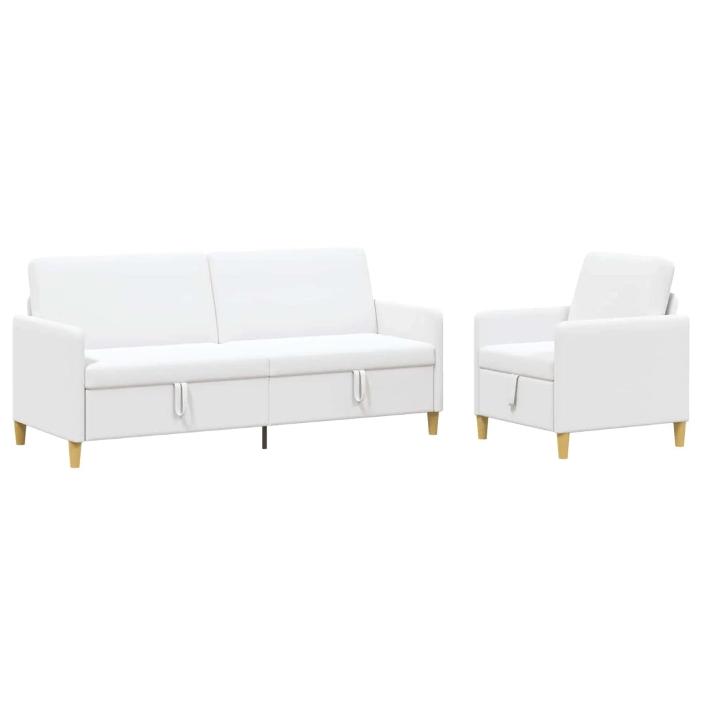 Set di Divani con Storage 2 pz Bianco Poliestere 3429243
