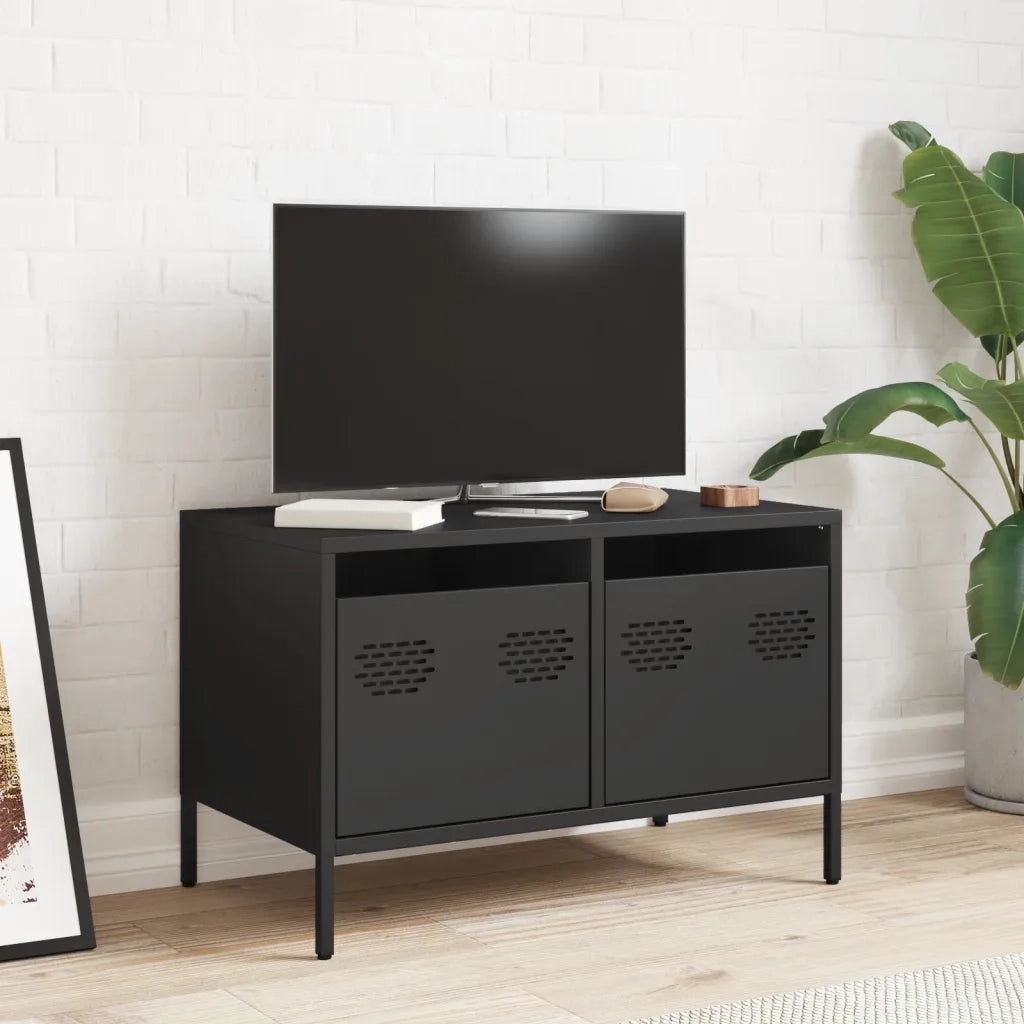Mobile TV-Credenza per TV-Console TV Nero 68x39x43,5cm in Acciaio Laminato a Freddo 786637