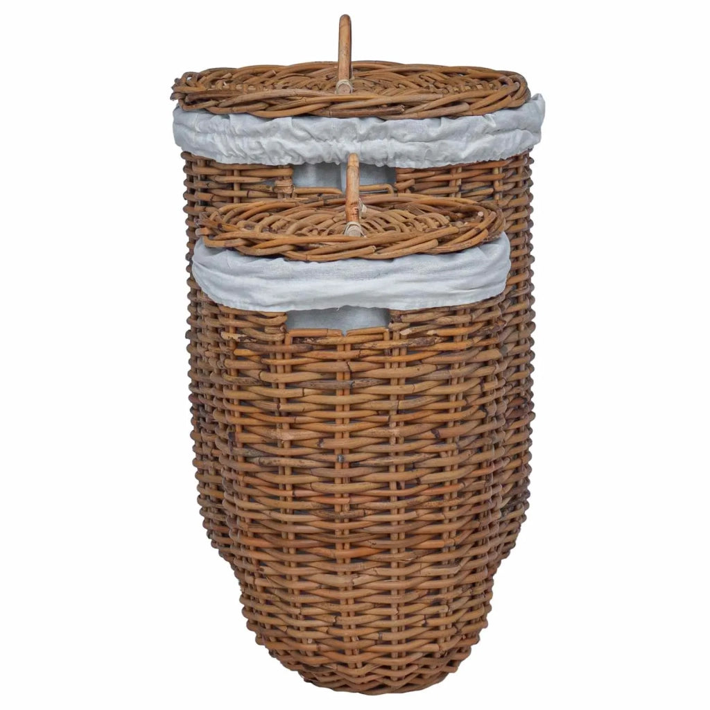 Cesto per Lavanderia 2 pcs Marrone Rattan Kubu 42020974