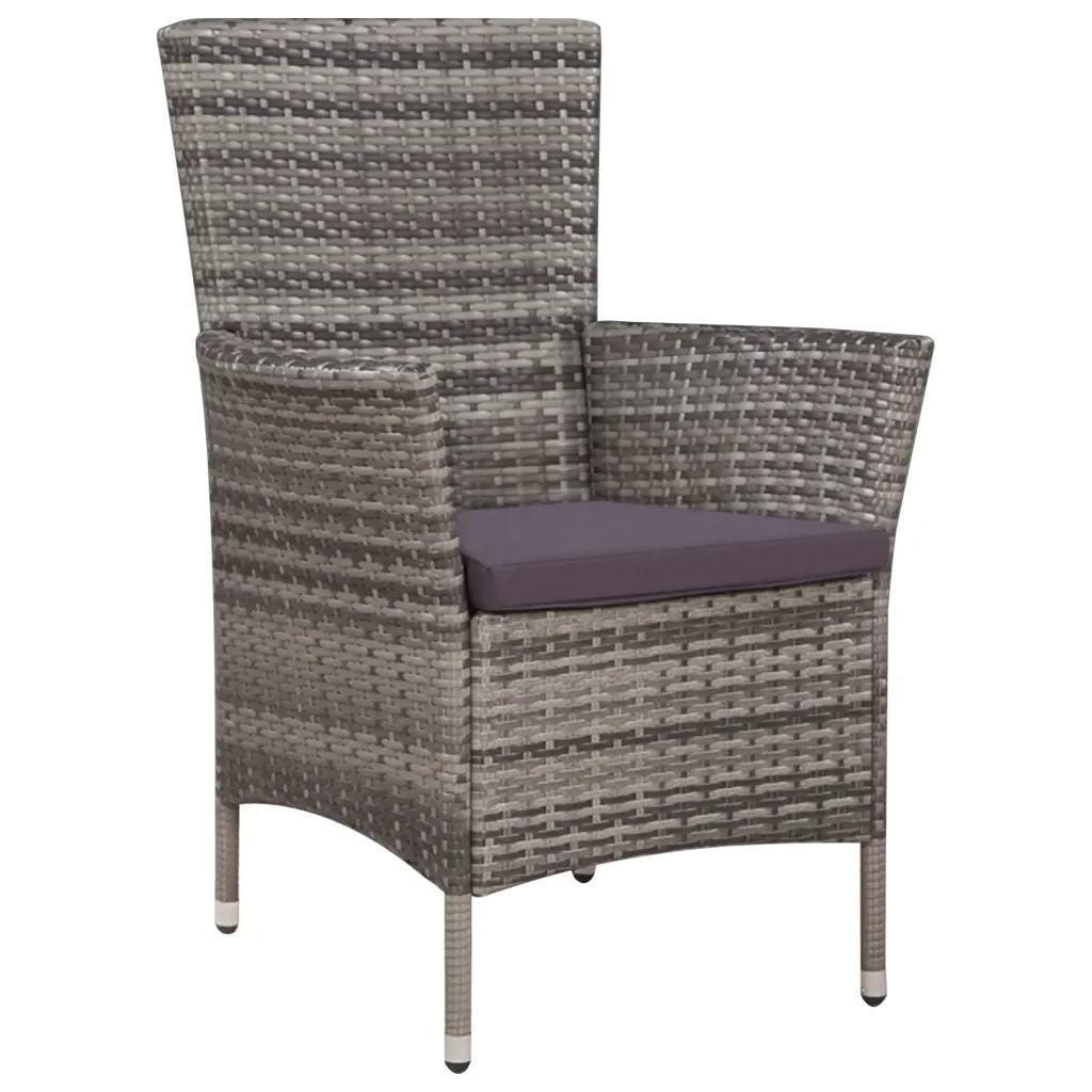 Set da Pranzo da Giardino 5 pz con Cuscini in Polyrattan Grigio 44072