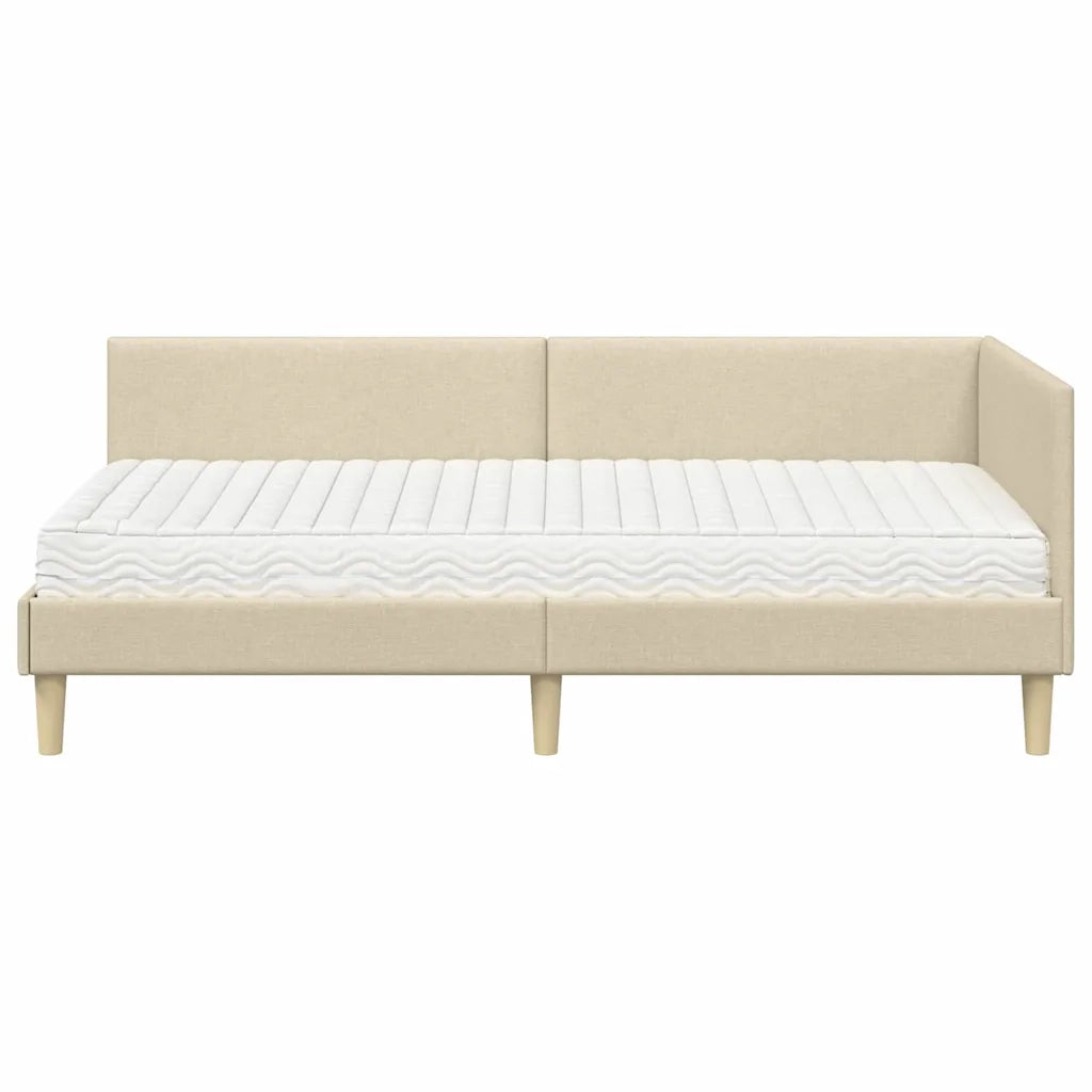 Struttura Letto Angolare con Materasso 2 pcs Crema Tessuto 3393755