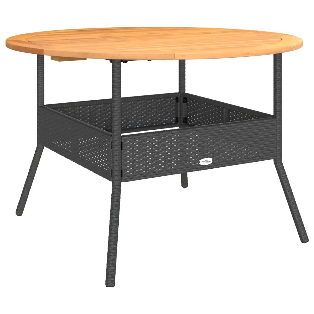 Tavolo Giardino Piano Legno Acacia Nero Ø110x71 cm Polyrattan 368625