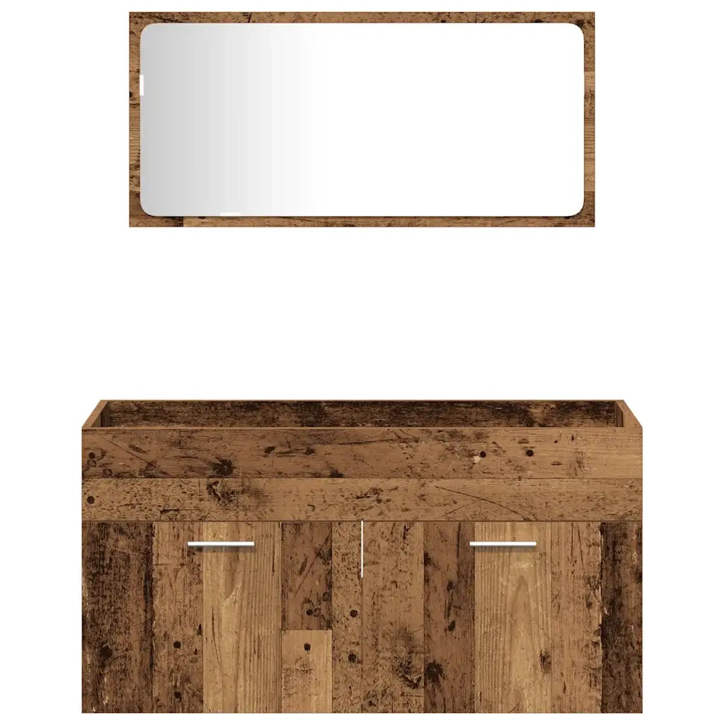 Set Mobili da Bagno | Armadio da bagno 4 pz Legno Antico in Legno Multistrato