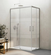 Box doccia angolare BASIC apertura al vertice 100x90 cm (95-100/85-90) nichel vetro satinato