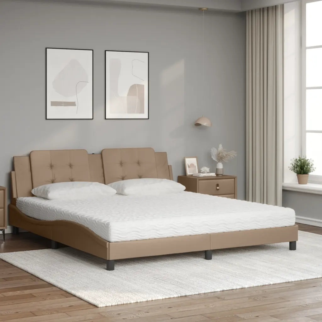 Letto con Materasso Zadar Cappuccino 180x200cm Similpelle 3208884