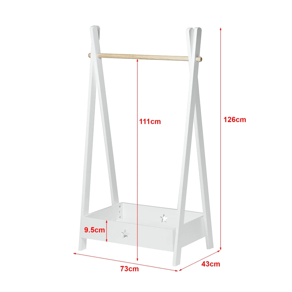 Armadio per bambini con vano portaoggetti 126 x 73 x 43 cm bianco 03_0008154