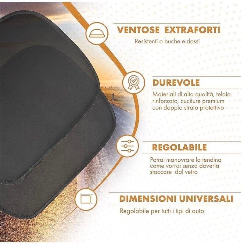 TENDINE 2 PZ PARASOLE PER BAMBINI CON VENTOSE AUTO UNIVERSALI 44X36 CM LEONCINO OKX