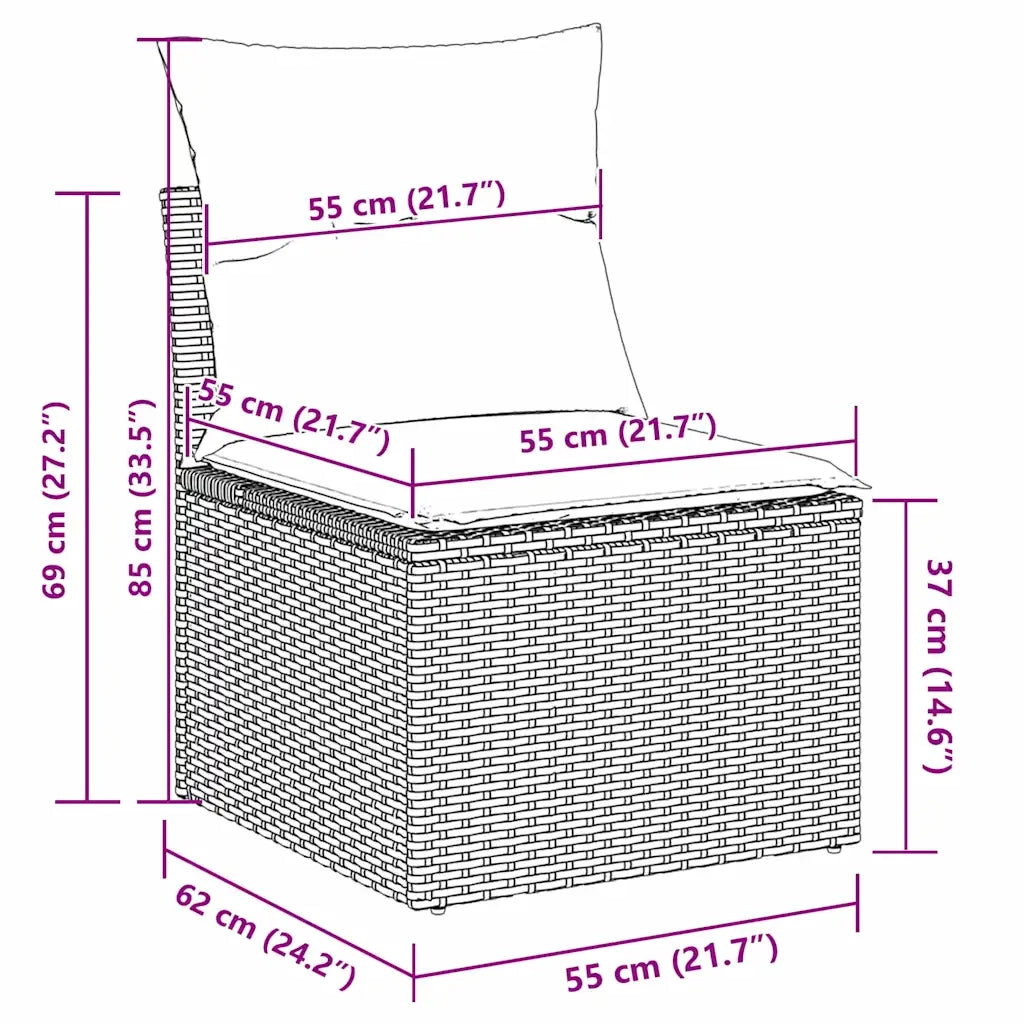 Set di divani con cuscino 8 pcs Grigio chiaro polyrattan 3346292