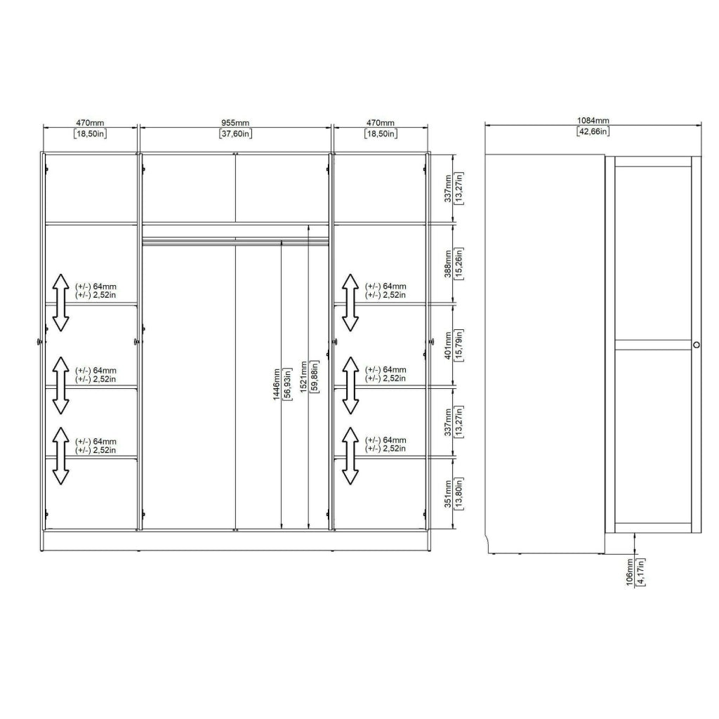 Guardaroba grande Presidenti, Mobile camera da letto, Cabina armadio portabiti, Armadio appendiabiti, 196x62 h200 cm, Rovere