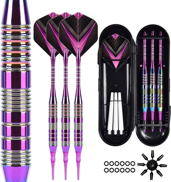 Dart piatti professionali - darts morbide - 3 pezzi - blu - punta in plastica