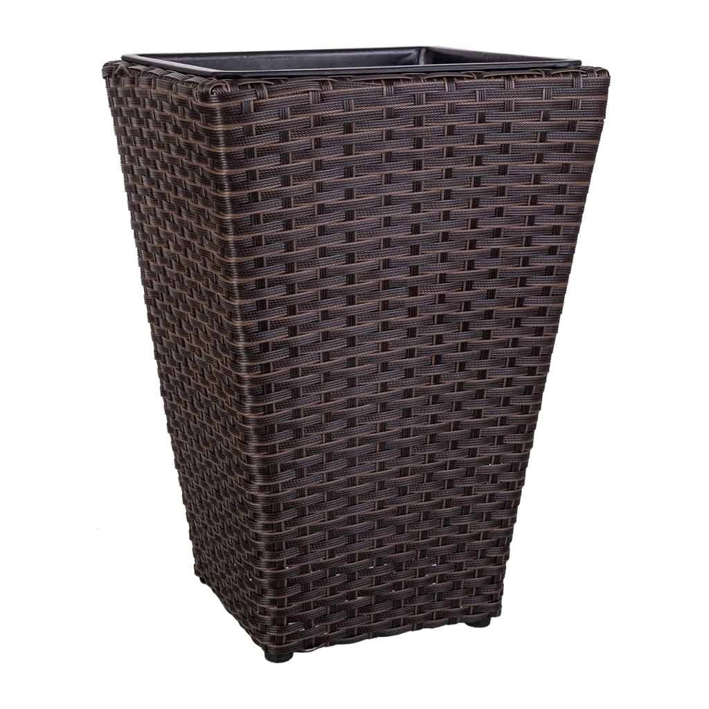 Fioriera in polyrattan marrone 28x28x40h
