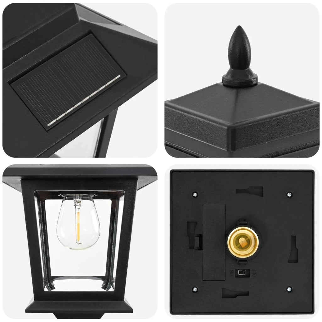 Set di Lampioni with LED Bulb 2 pz Nero 16 x 16 x 156 cm 42042691