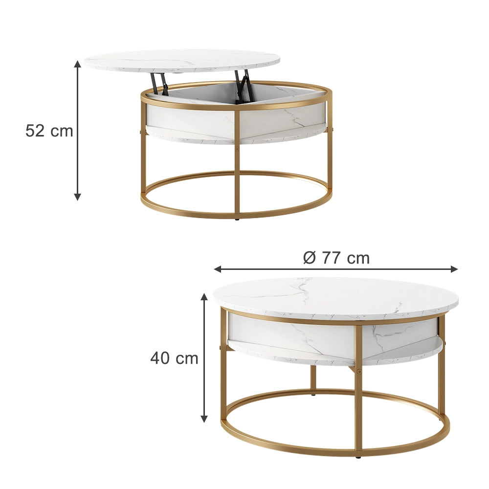 Vicco tavolino soggiorno Bianco/Oro 77 x 77 cm
