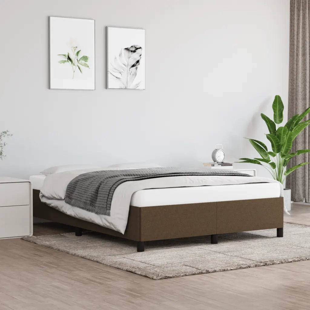 Giroletto senza Materasso Marrone Scuro 140x200 cm Tessuto 347069
