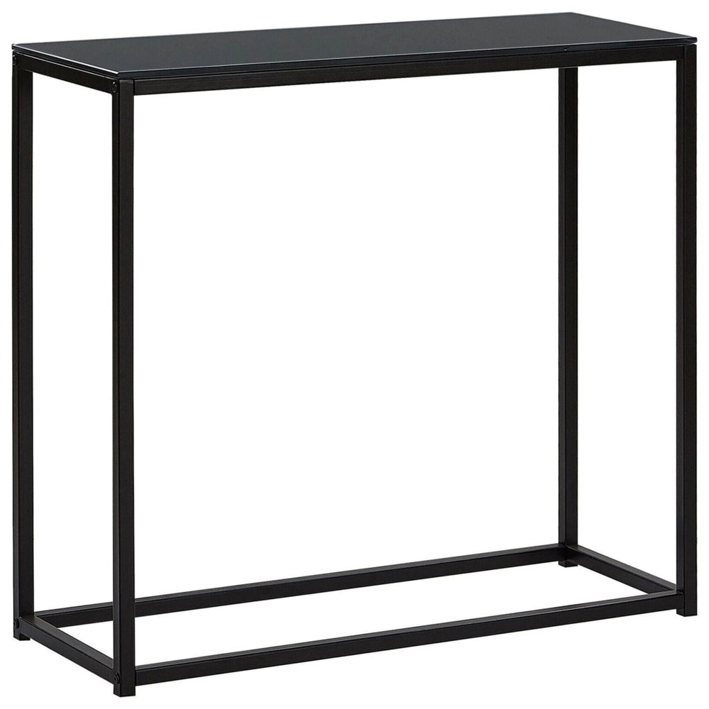Consolle Piano In Vetro Temperato Nero Base In Metallo Glam Moderno Soggiorno Camera Da Letto Corridoio