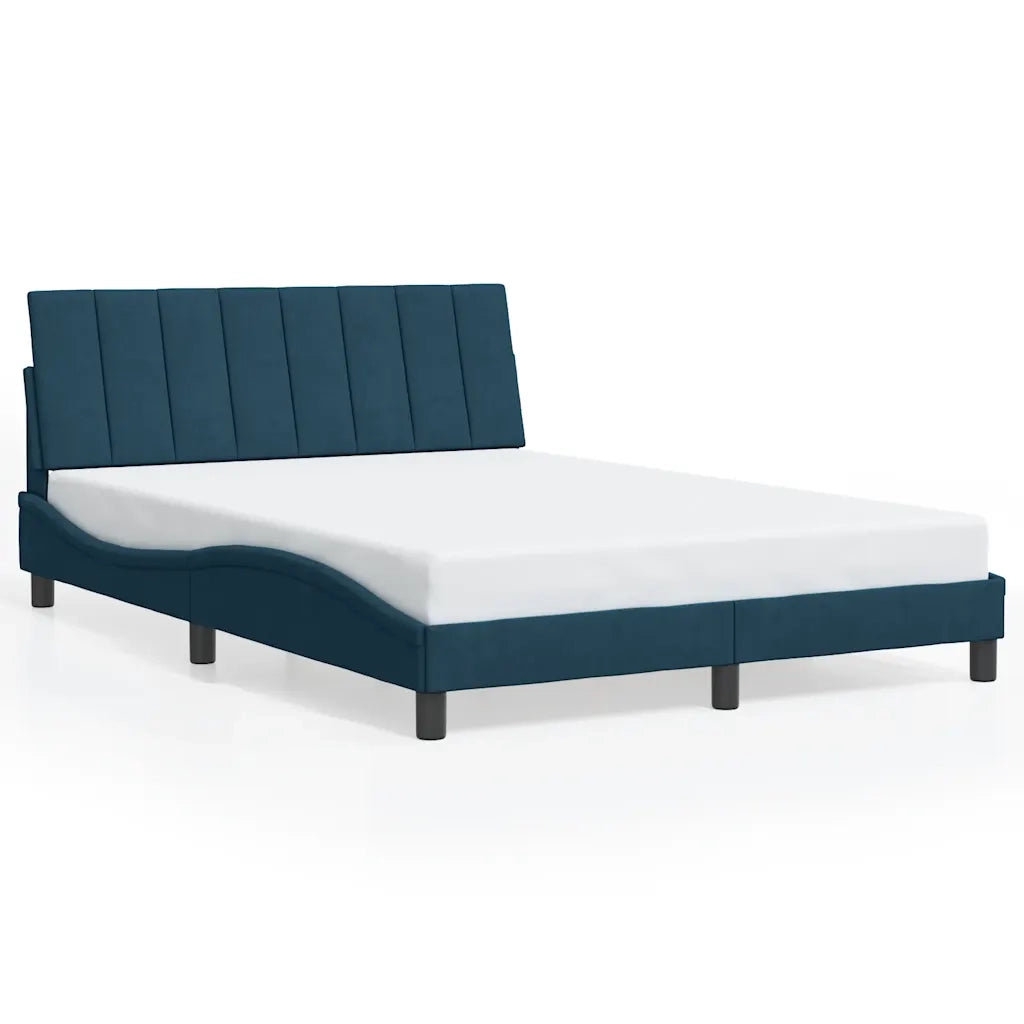 Giroletto senza Materasso-Struttura Letto Hanko Blu 140x200 cm in Velluto