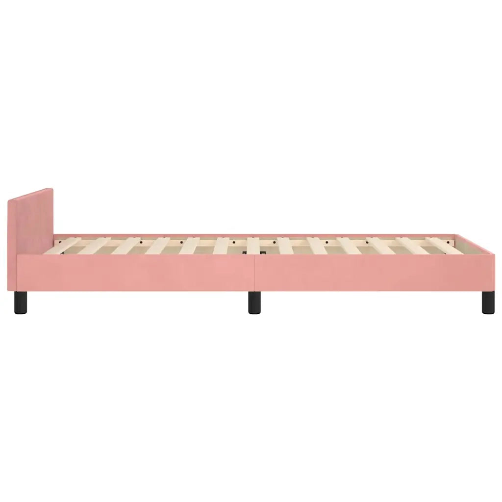Giroletto con Testiera-Struttura letto con testiera senza Materasso Rosa 80x200 cm Velluto