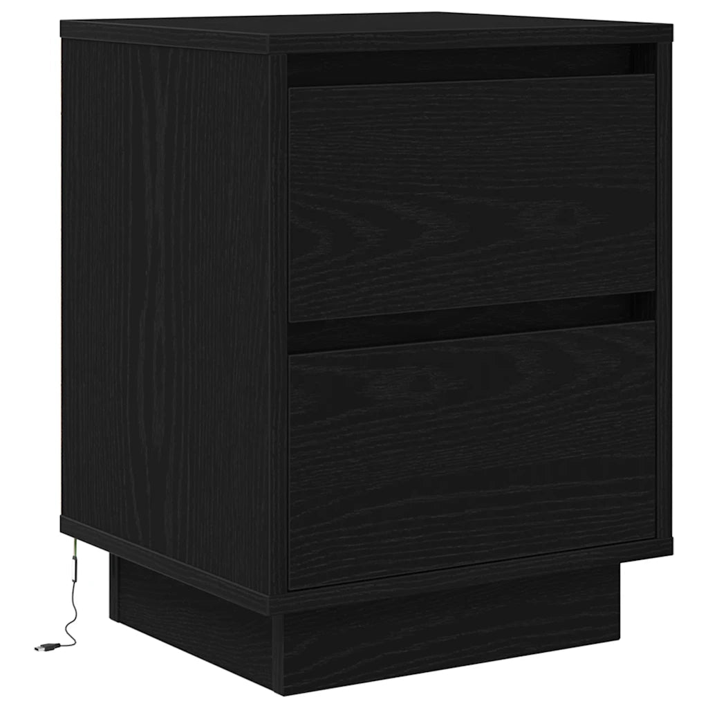 Comodino con Luci LED Nero 38x34x50 cm 861285