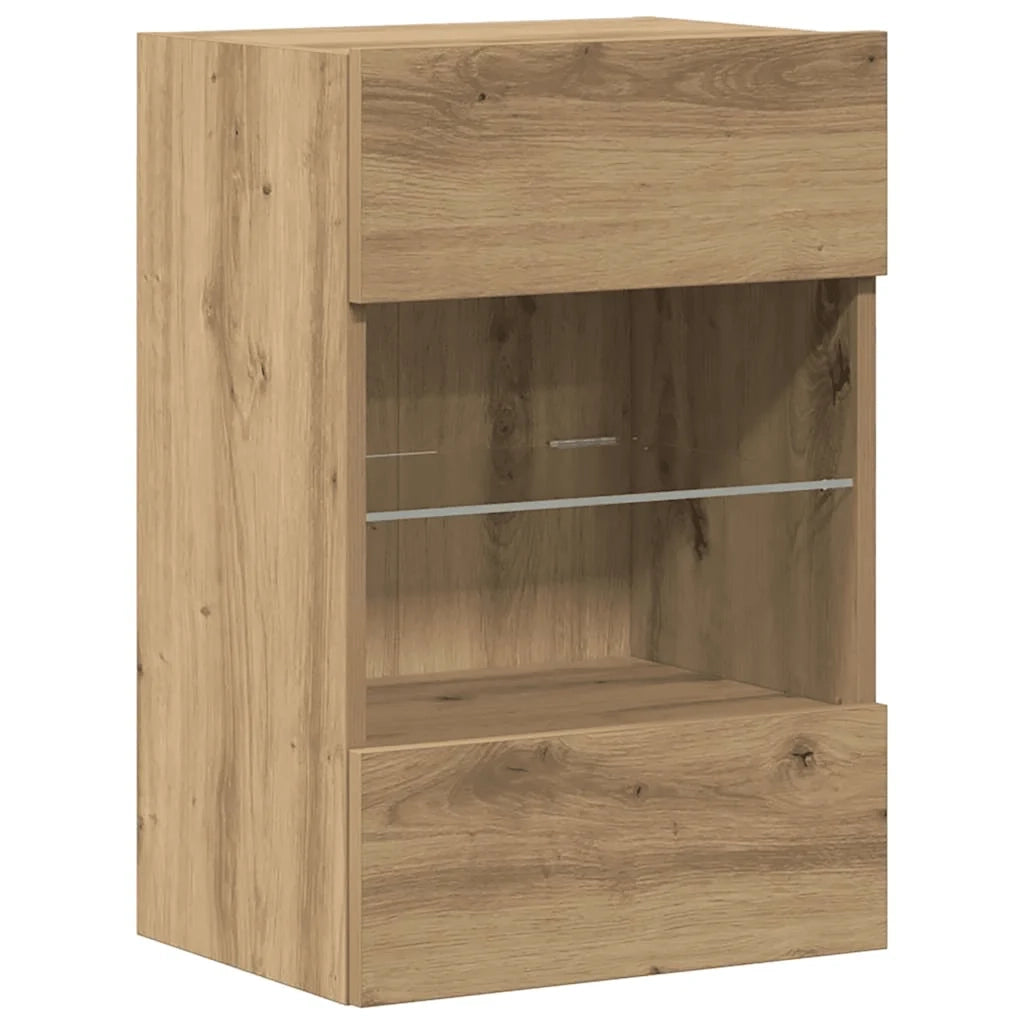 Mobili da parete con luci LED per TV 2pz Rovere Artigianale 40x30x60,5cm 857681