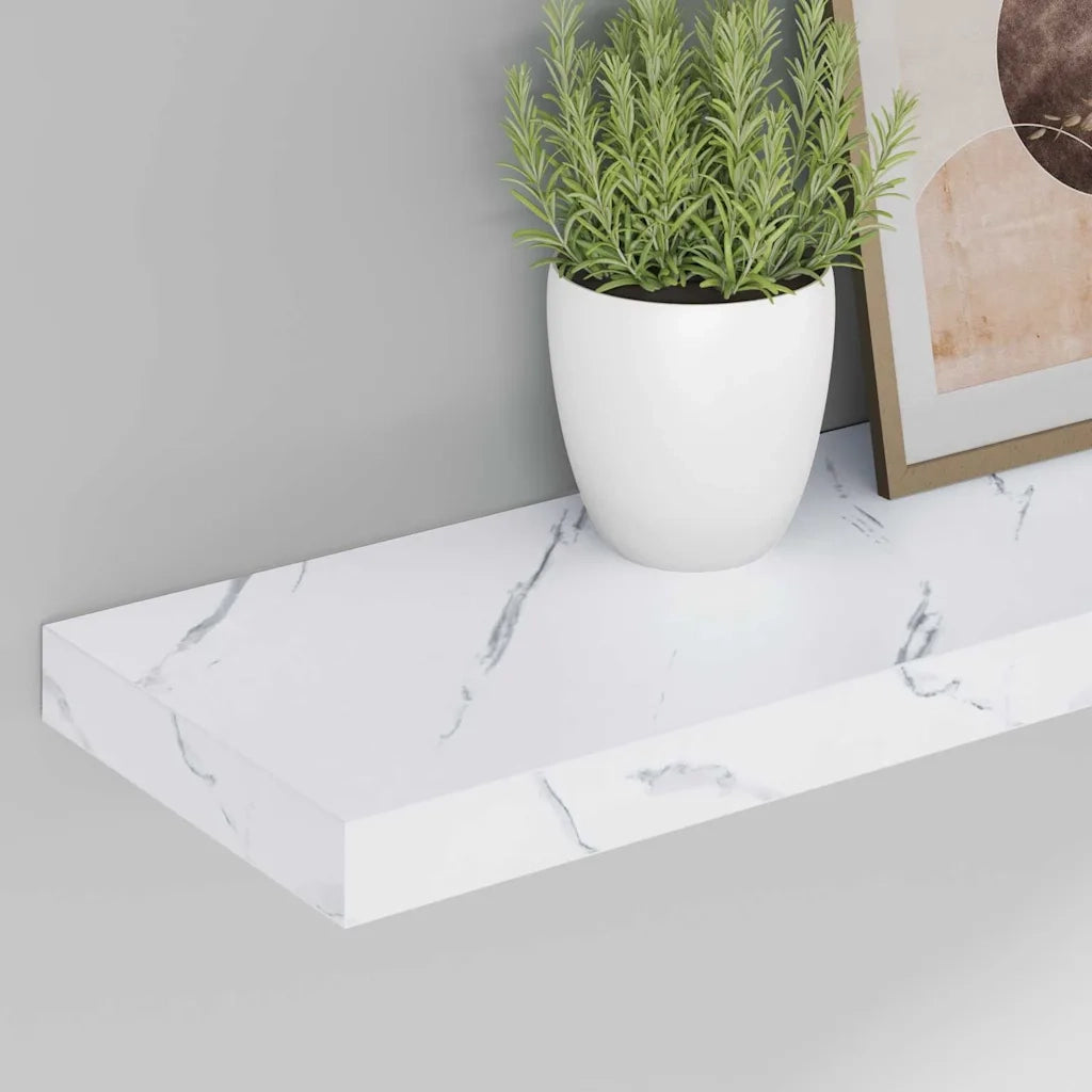 2 pz Scaffale da parete | Ripiano a parete | Mensola a parete Marmo Bianco 90 x 23,5 x 4 cm