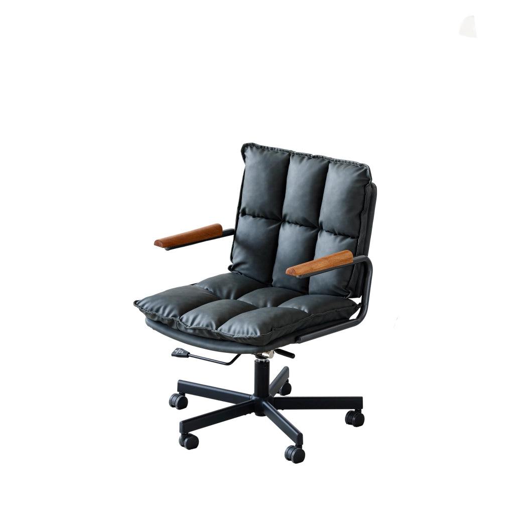 Sedia da ufficio ergonomica girevole 360° regolabile in pelle sintetica e metallo, Nero