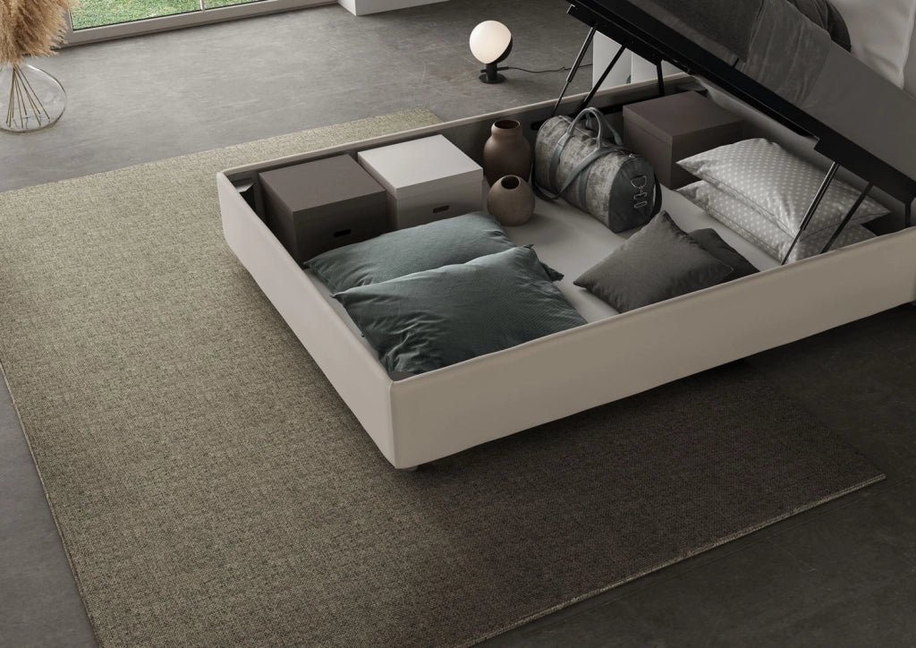 Letto 1 Piazza E Mezzo 120x200 cm con Rete Imbottito in Similpelle Antea Large Tortora