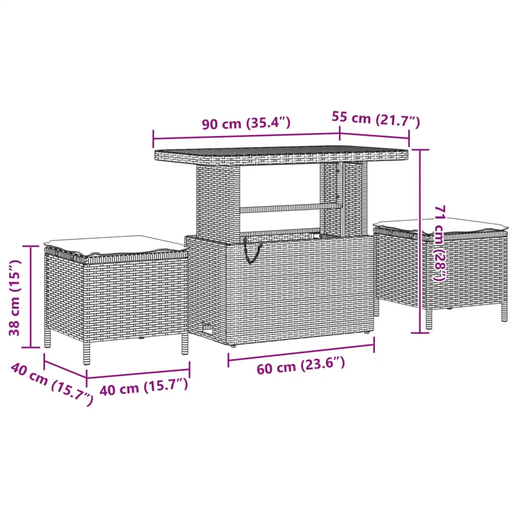 Set Divano da Giardino 9 pcs Nero polyrattan 3362999