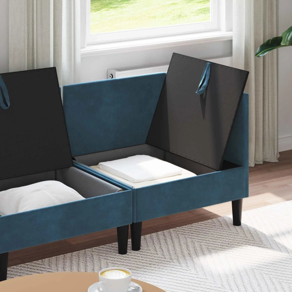 Set di mobili per il soggiorno con cuscino 4 pcs Blu Velluto 3413769