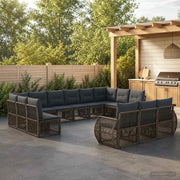 Set Divano da Giardino 13 pz Grigio e Grigio Scuro polyrattan 3435569