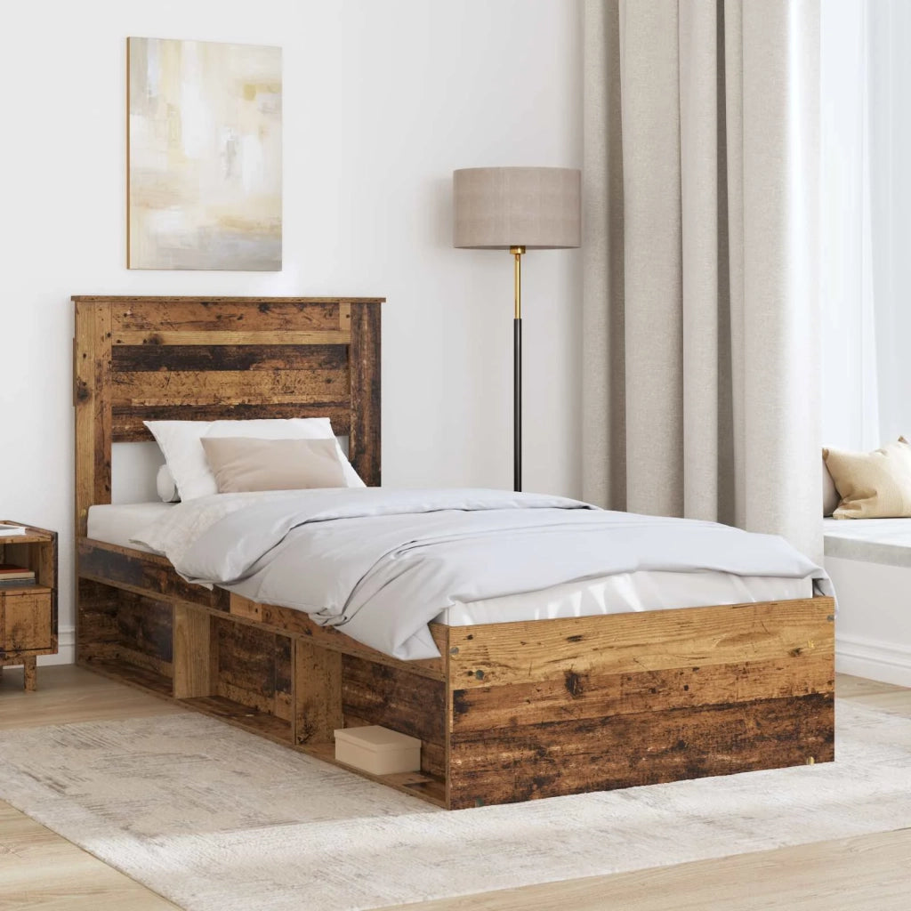 Letto singolo | Letto per adulti | Struttura del letto Legno vecchio 100 x 200 cm Pino massello