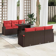 Set Divano da Giardino con cuscino 7 pcs Marrone Poly Rattan 3348570