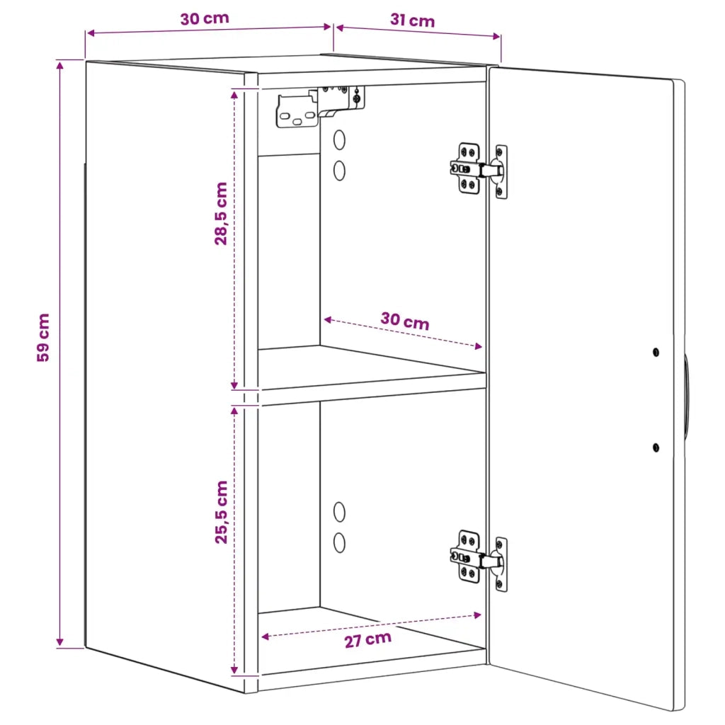 Armadio da bagno a muro UTRECHT Rovere Fumo 30 x 31 x 59 cm 897690