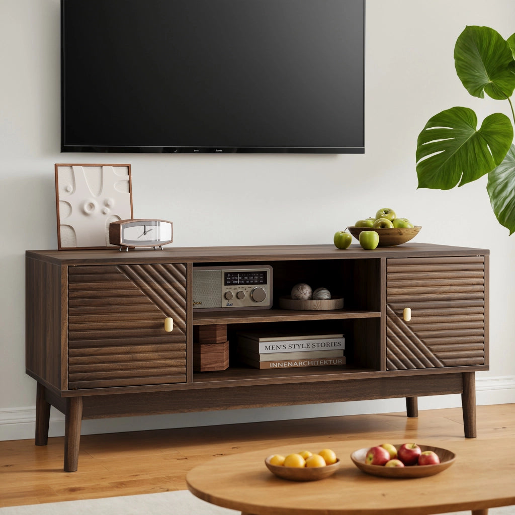 MOBILE TV 110 cm in MDF colore Noce stile Mid-Century