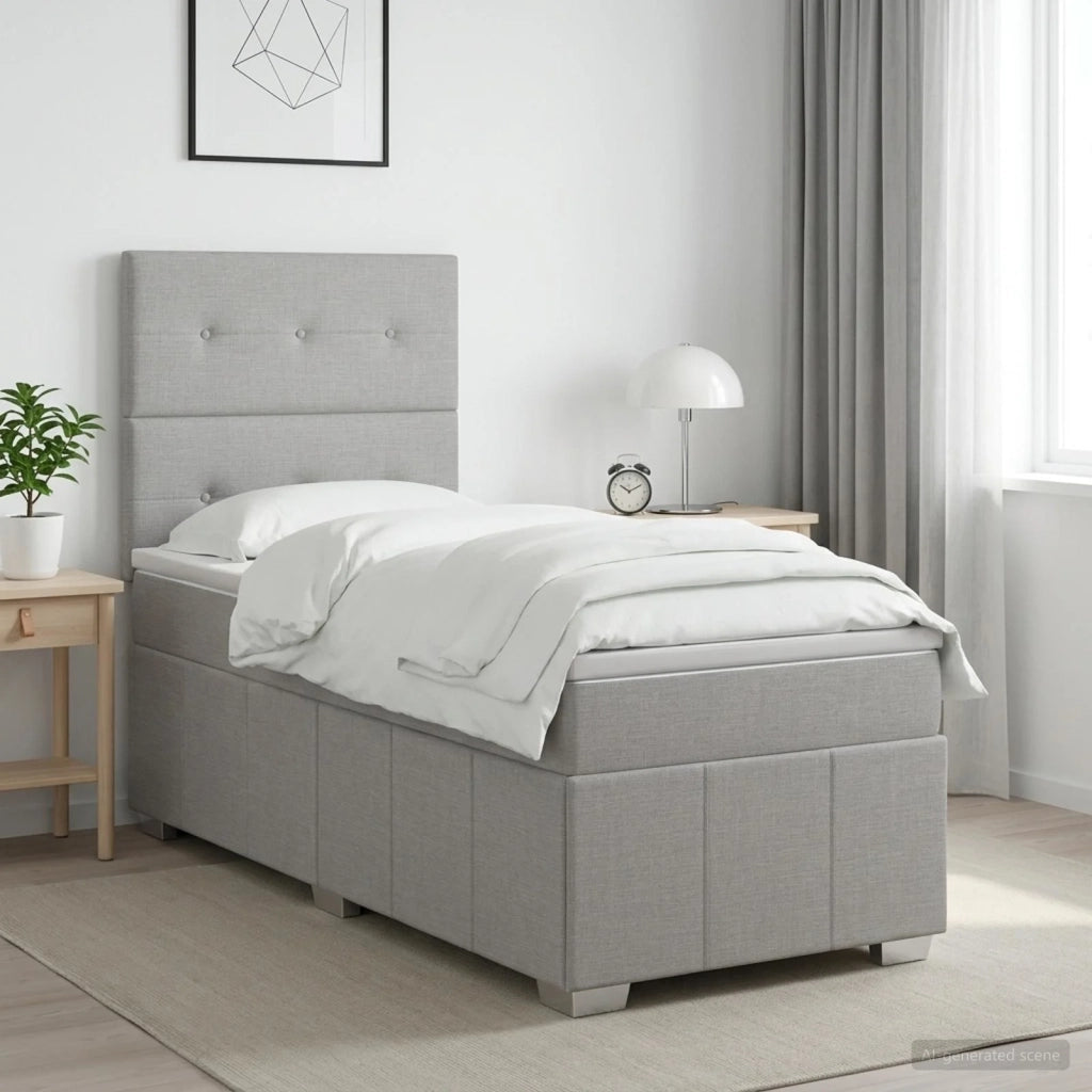Letto Box Spring LED con Materasso Grigio Chiaro 100 x 200 cm 3455535