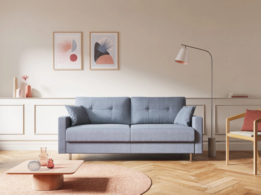 Megan Divano letto matrimoniale in microfibra smacchiabile T11 168 cm (mat. 120x197) blu