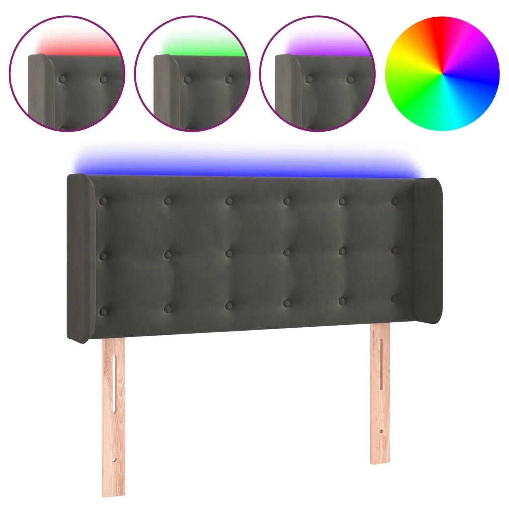 Testiera a LED-Testata con LED Grigio Scuro 103x16x78/88 cm in Velluto 735934