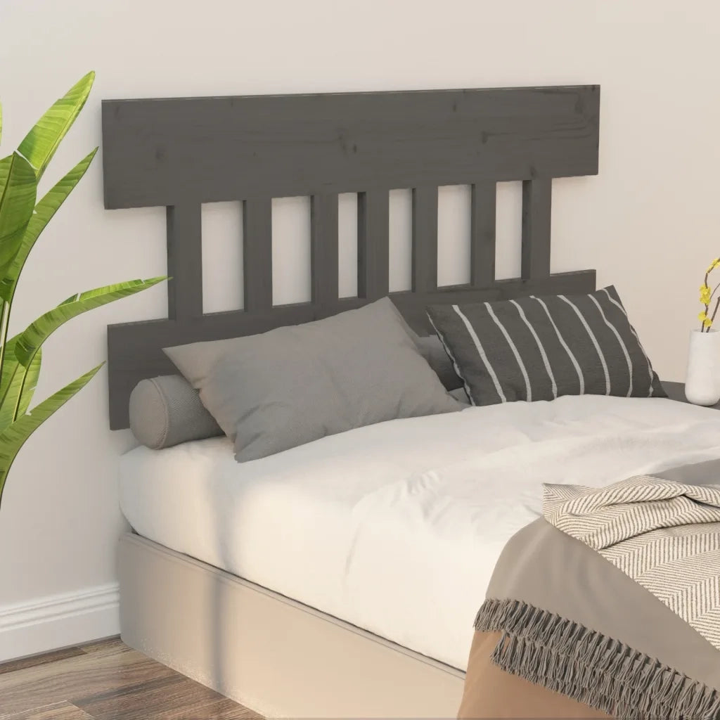 Testiera | Testata Letto Grigia 123,5x3x81 cm in Legno Massello di Pino