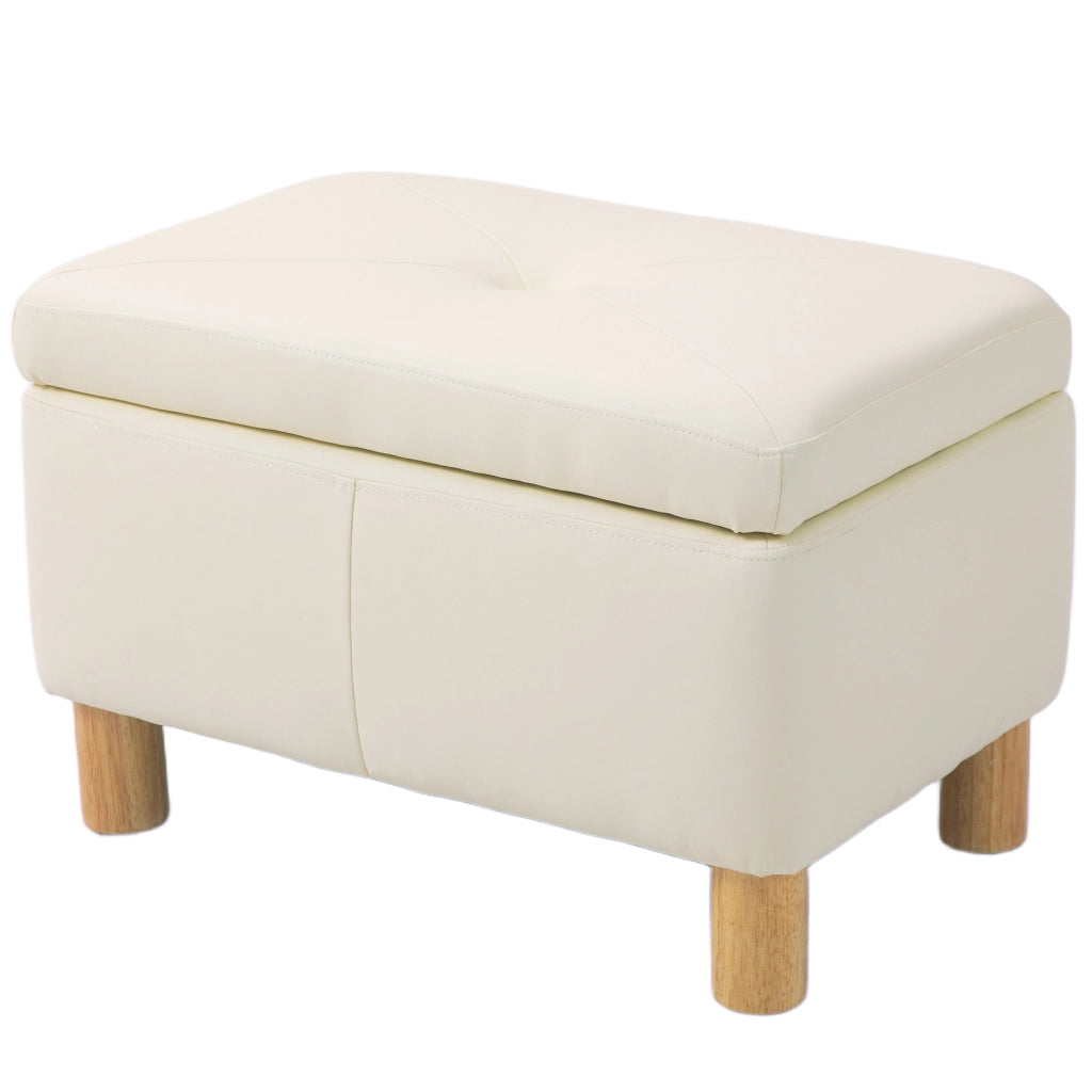 Pouf con contenitore ¨C zephmum ¨C crema, similpelle, 60x38x40 cm