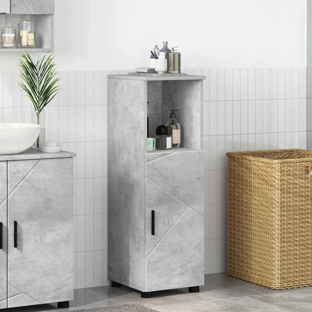 Mobile da Bagno con porta Grigio cemento 30 x 35 x 95 cm 883317