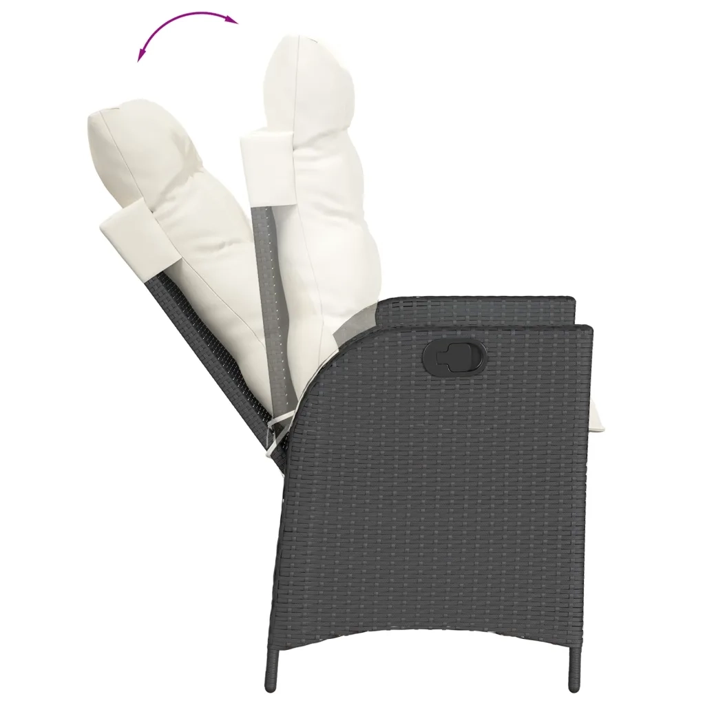 Set da Pranzo da Giardino 5 pz Nero con Cuscini in Polyrattan 3213088