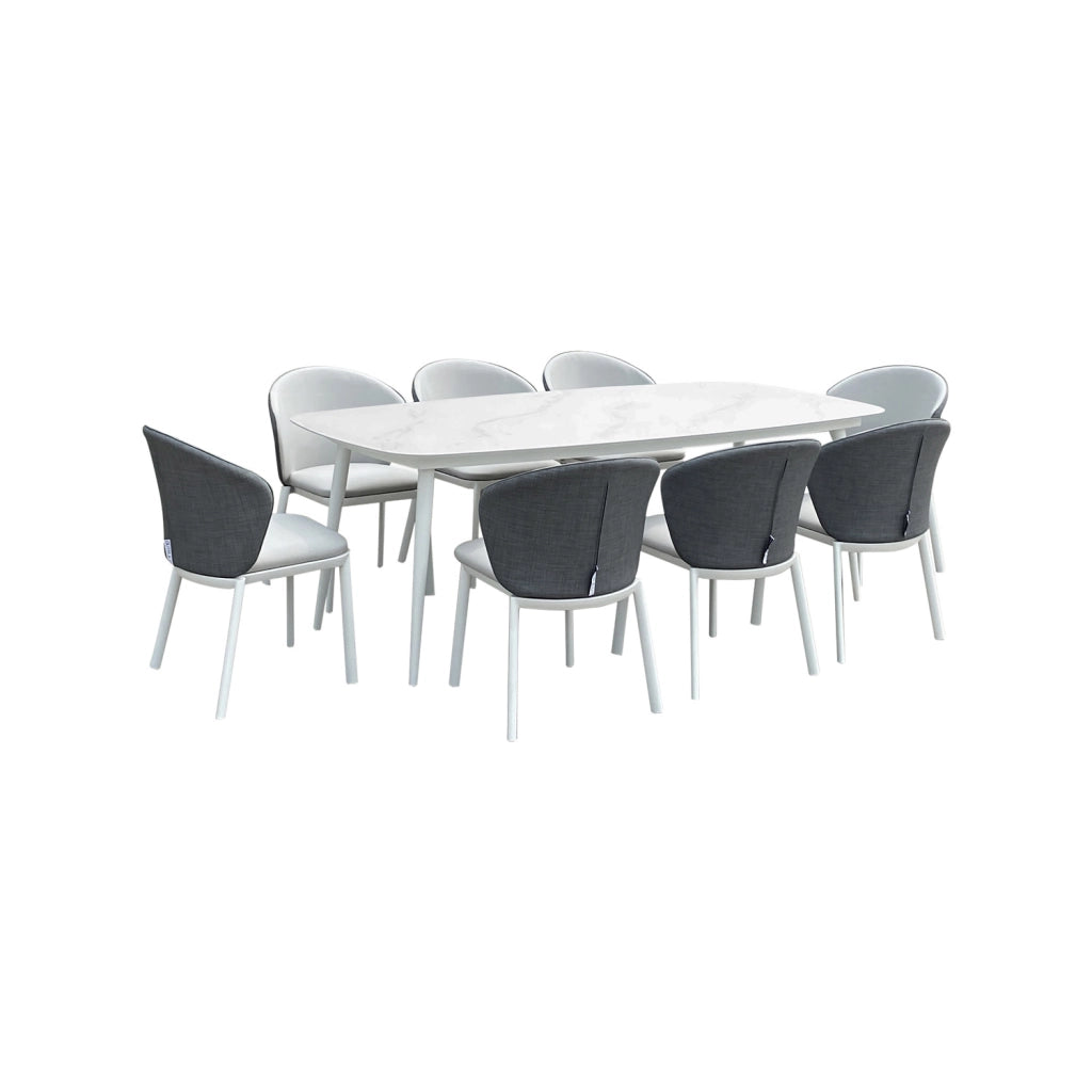 Set Tavolo Rettangolo e 6 Sedie da Giardino in Alluminio Freedom 180 Bianco