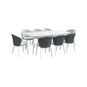 Set Tavolo Rettangolo e 6 Sedie da Giardino in Alluminio Freedom 180 Bianco