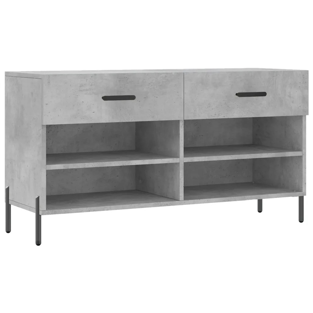 Panca Porta Scarpe-Sgabello-Panca Scarpiera Grigio Cemento 102x35x55cm Legno Multistrato 133236