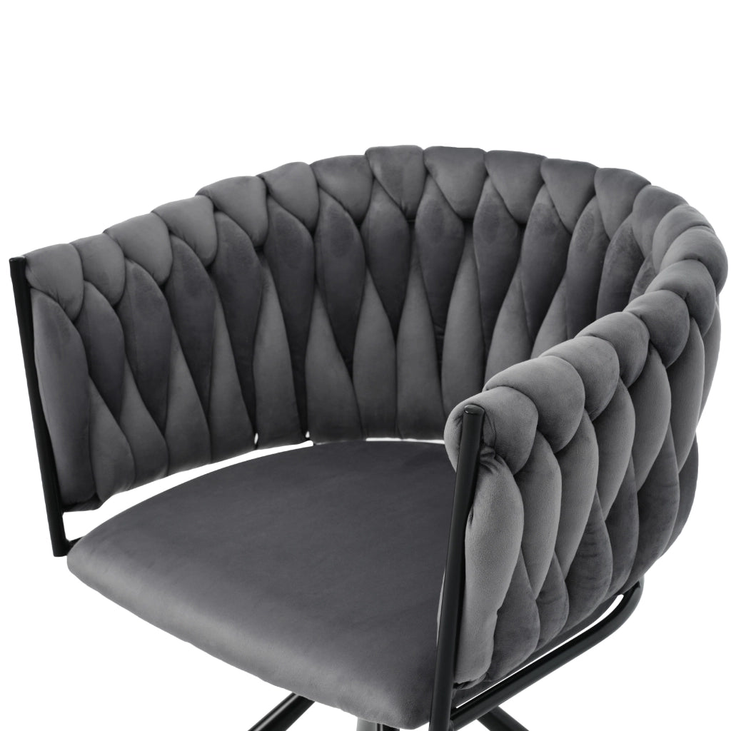 Set di 2 sedie da pranzo girevoli con rotazione 360 e schienale ergonomico; seduta imbottita in velluto grigio