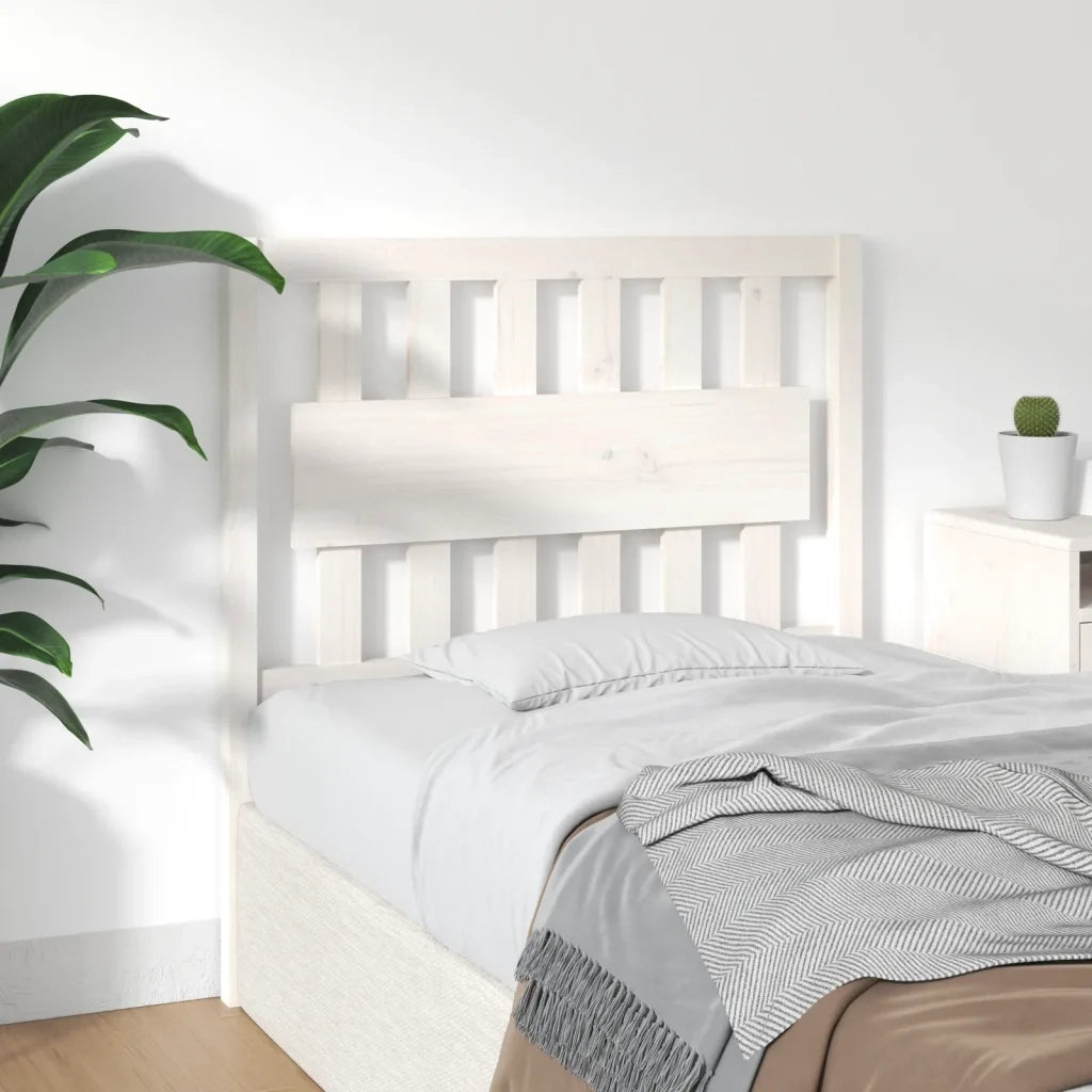 Testiera per Letto Bianca 95,5x4x100 cm Legno Massello di Pino 818551