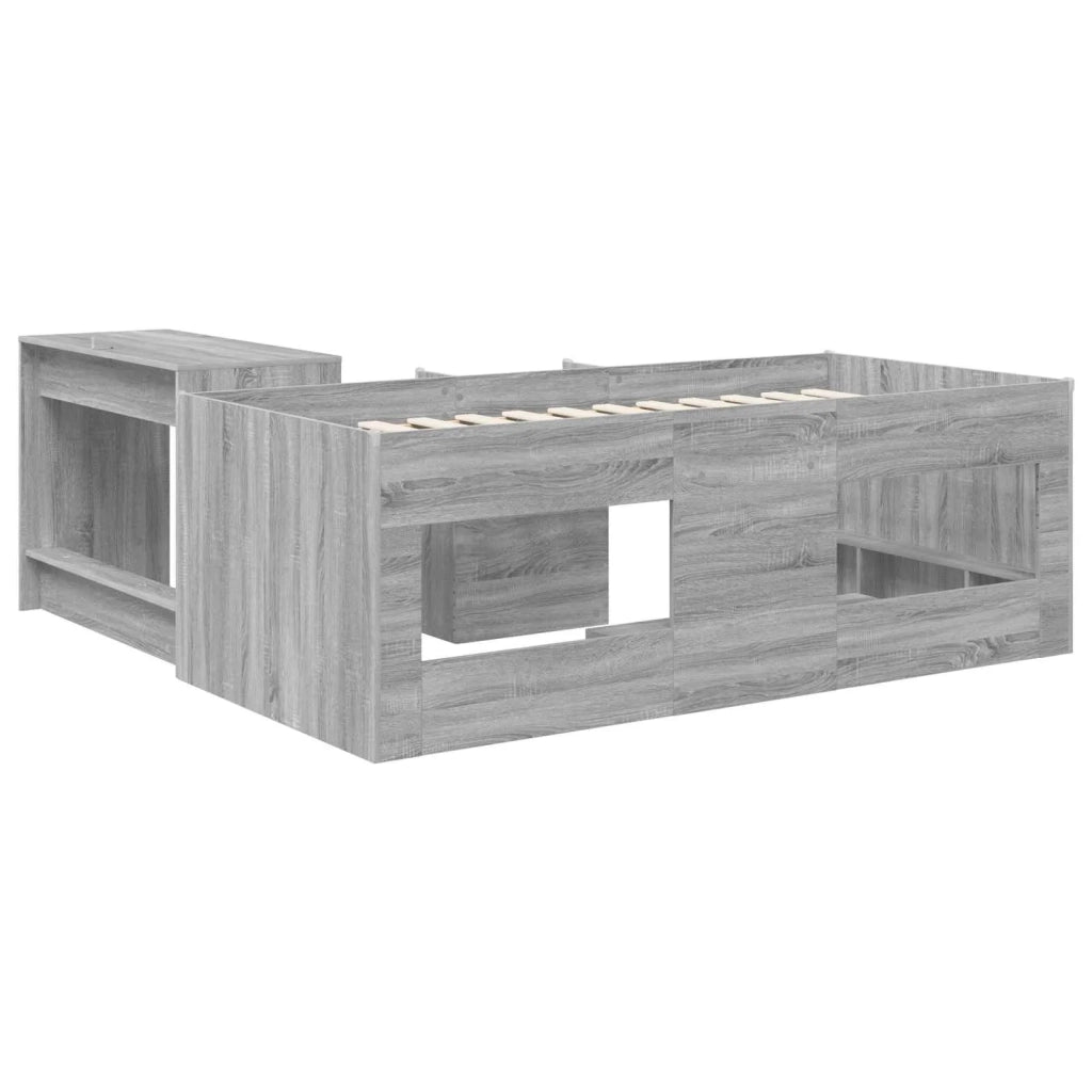 Letto alto per bambini con scrivania 2 pz Sonoma grigio 3423459