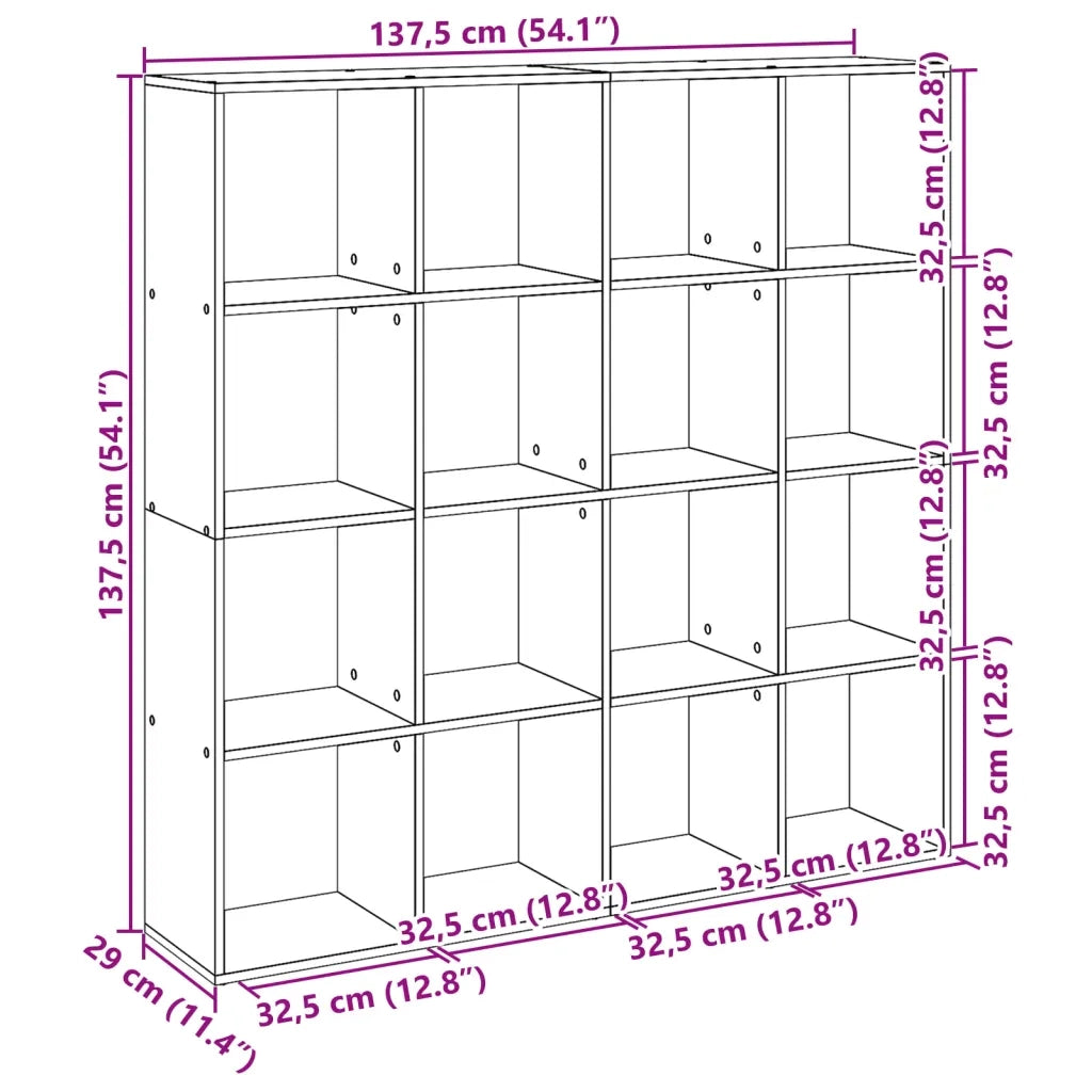 Libreria Grigio Sonoma 137,5x29x137,5 cm in Legno Multistrato 3310294